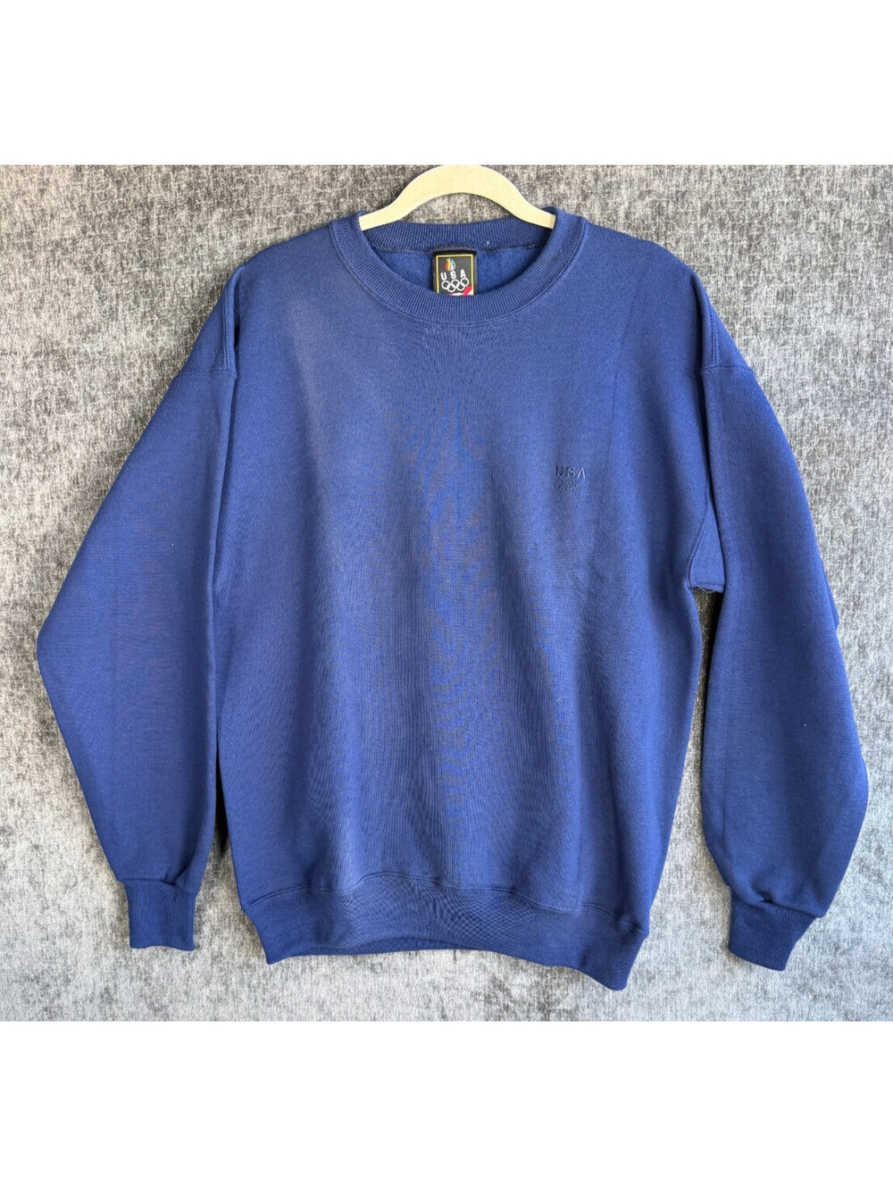 VTG 90's Mens Sz Large Navy Blue USA Olympics Crewneck Sweater Embroidered Logo